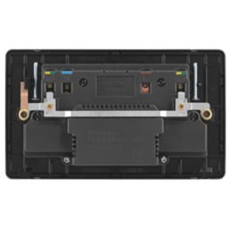 Arlec  13A 2-Gang SP Switched Socket + 4A 15W 2-Outlet Type A USB Charger Black Nickel with Black Inserts