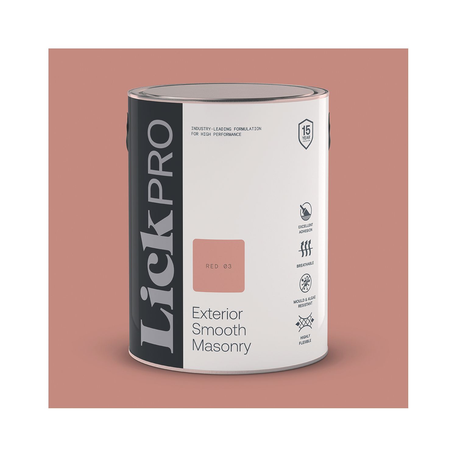 LickPro 5Ltr Smooth Red 03 Masonry Paint (434TM)