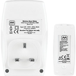 Masterplug Home Plug-In Wireless Plug-Through Powered Door Chime White