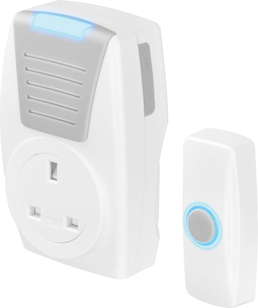Masterplug Home Plug-In Wireless Plug-Through Powered Door Chime White