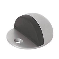 FLOOR FITTING POLISHED SOLID BRASS with RUBBER INSERT OVAL DOOR STOP 