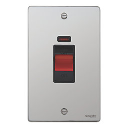 Schneider Electric Ultimate Low Profile 50A 2-Gang DP Control Switch Polished Chrome with Neon with Black Inserts