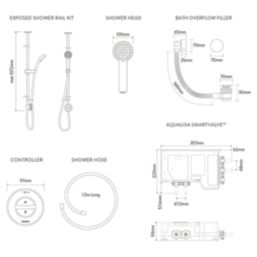 Aqualisa Smart Link HP/Combi Ceiling-Fed Chrome Thermostatic Dual Outlet Exposed Smart Shower with Bath Filler & Adjustable Head