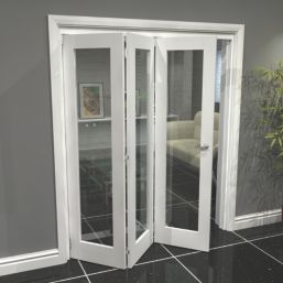 Green & Taylor  3-Door 1-Clear Light Primed White Wooden Shaker Internal Bi-Fold Door 2060mm x 1794mm