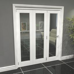 Green & Taylor  3-Door 1-Clear Light Primed White Wooden Shaker Internal Bi-Fold Door 2060mm x 1794mm