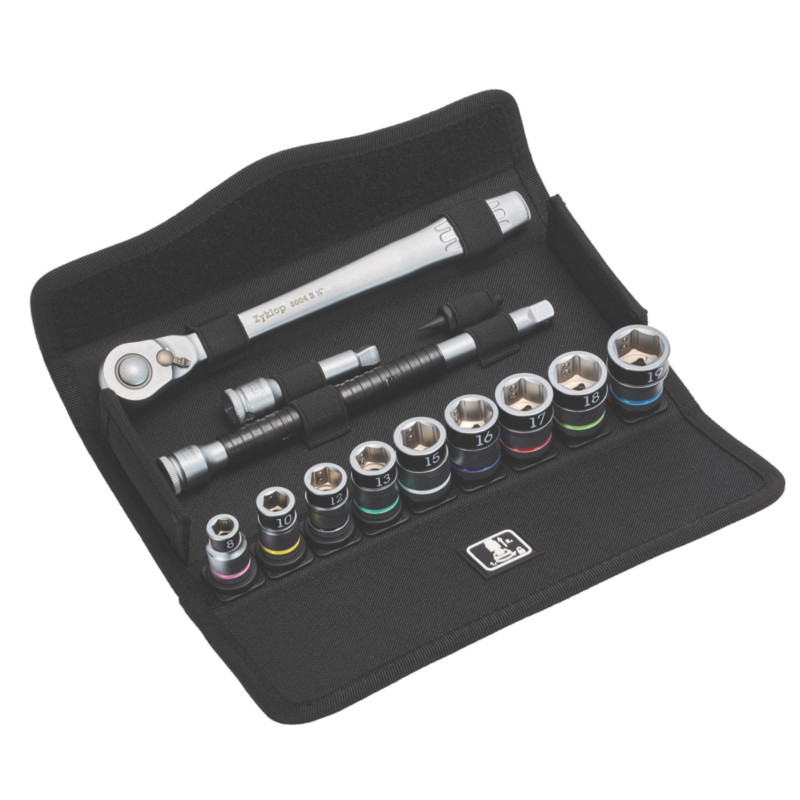 Wera 8100 SB HF 1 Zyklop Metal 3/8" Drive Ratchet & Socket Set 13 Pcs
