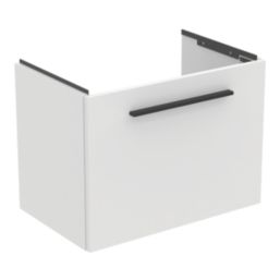 Ideal Standard i.life S Wall Hung Vanity Unit with Black Handle & Basin Matt White 610mm x 385mm x 475mm