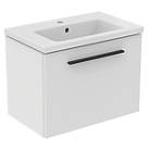 Ideal Standard i.life S Wall Hung Vanity Unit with Black Handle & Basin Gloss White 610mm x 385mm x 475mm