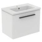 Ideal Standard i.life S Wall Hung Vanity Unit with Black Handle & Basin Matt White 610mm x 385mm x 475mm