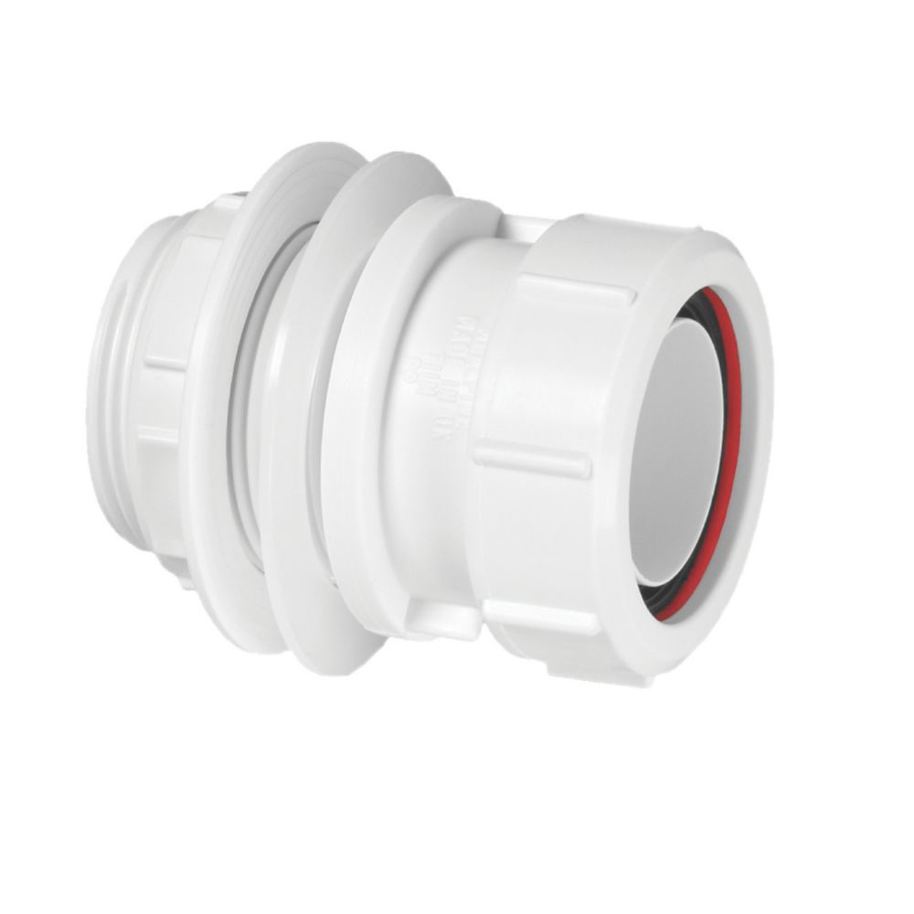 McAlpine Multifit Straight Tank Connector White 40mm Screwfix