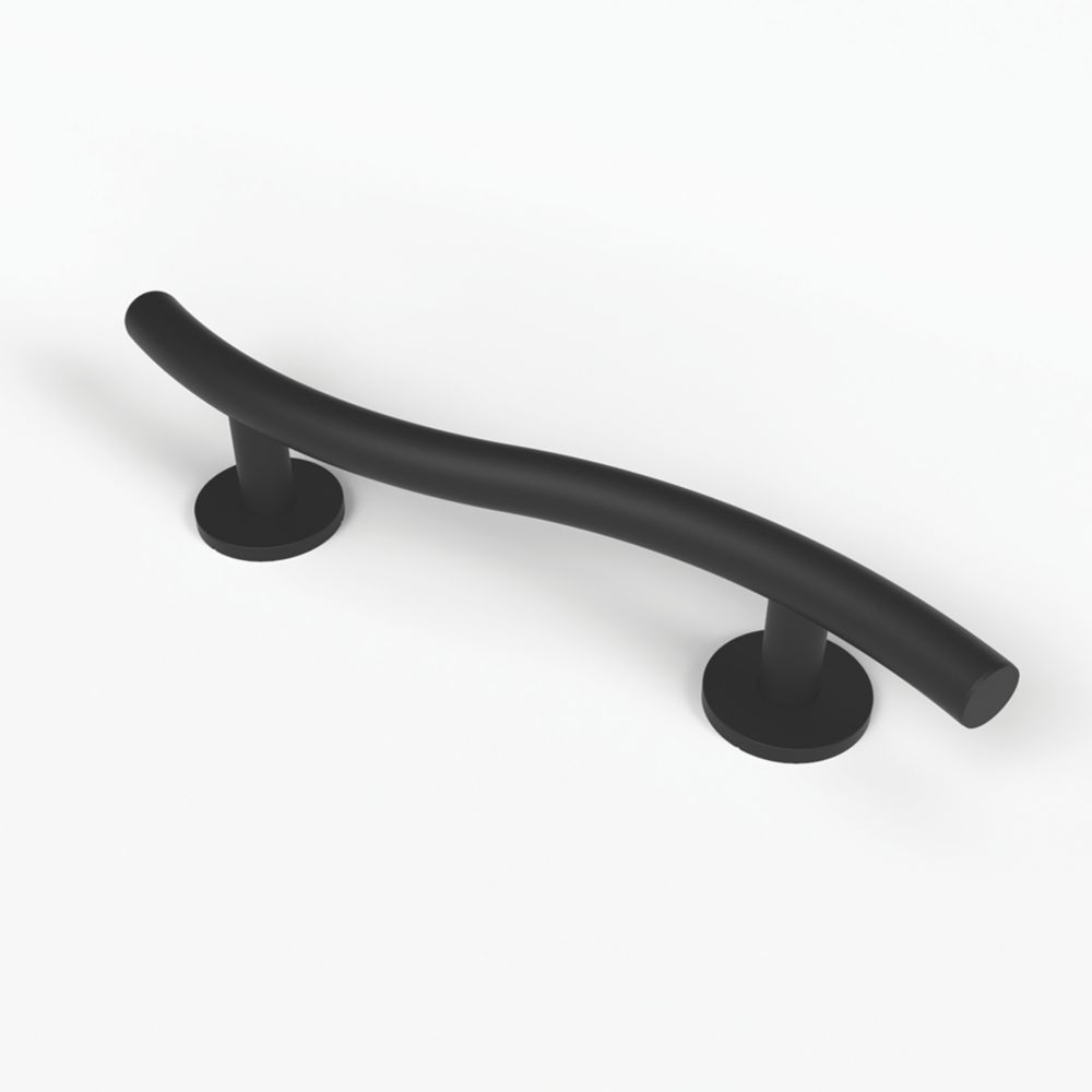 Nymas Curved Household Luxury Grab Rail Matt Black 480mm - Screwfix