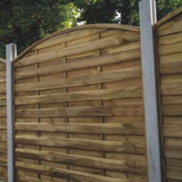 Forest Dome Double-Slatted Curved Top Fence Panels Natural Timber 6' x 6' Pack of 5