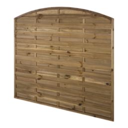 Forest Dome Double-Slatted Curved Top Fence Panels Natural Timber 6' x 6' Pack of 5