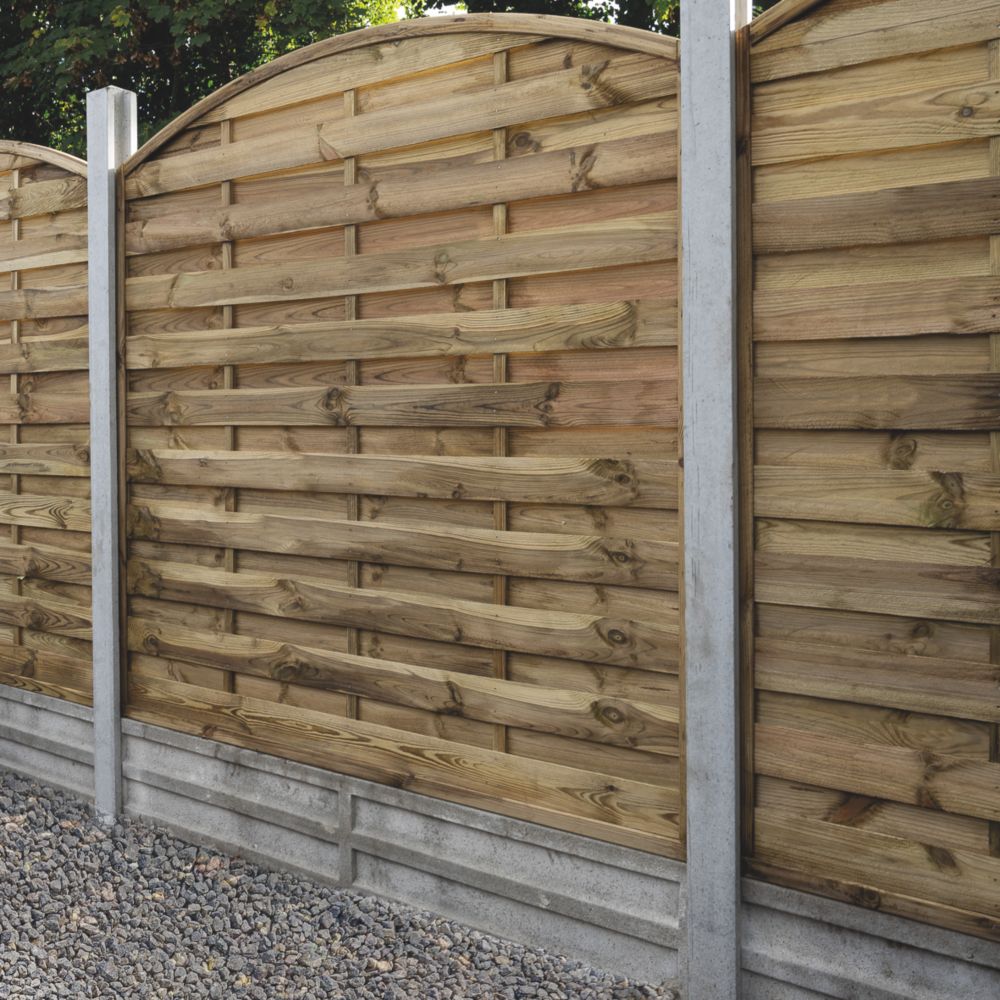 Forest Dome Double-Slatted Curved Top Fence Panels Natural Timber 6' x ...