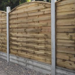 Forest Dome Double-Slatted Curved Top Fence Panels Natural Timber 6' x 6' Pack of 5