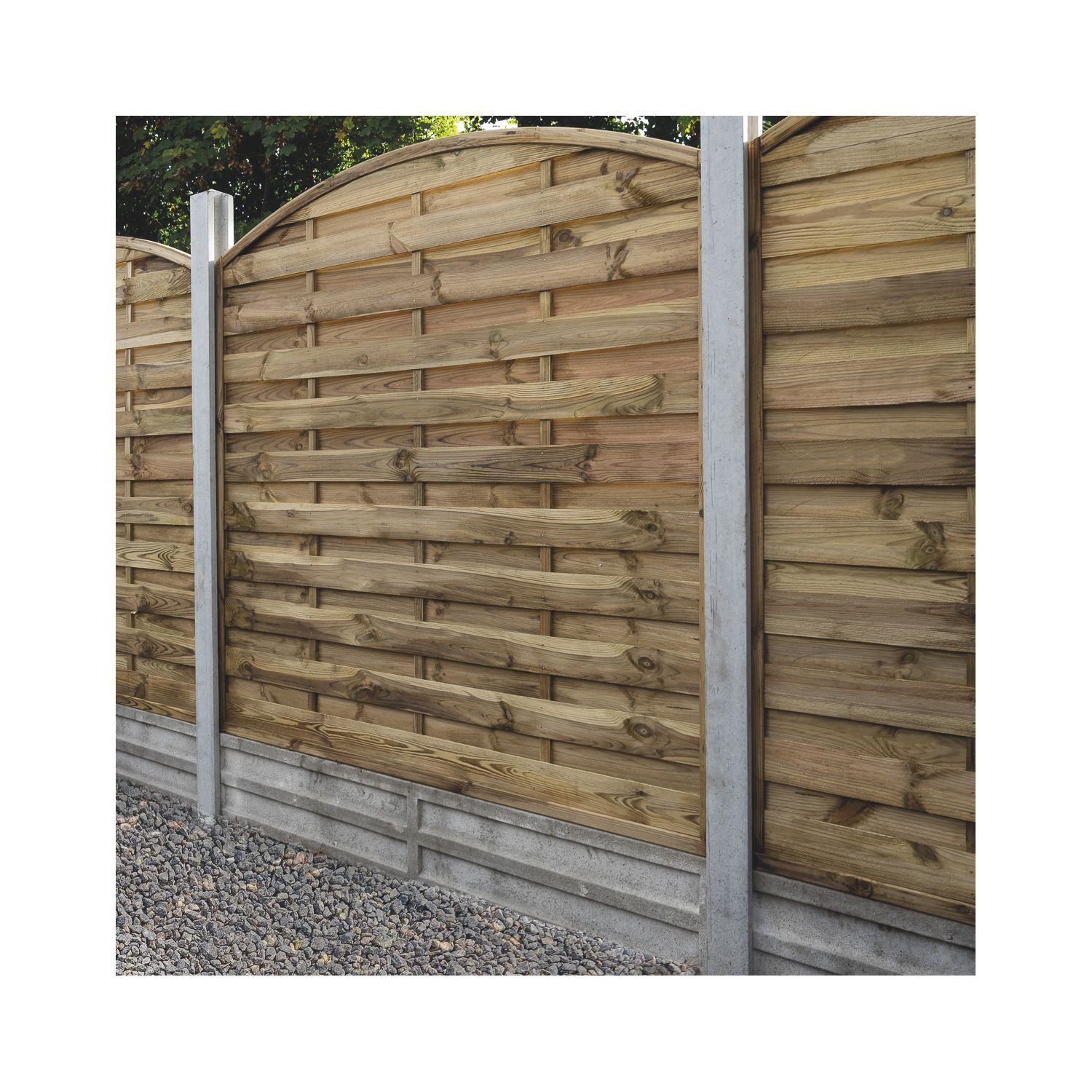 Forest Dome Double-Slatted Curved Top Fence Panels Natural Timber 6' x 6' Pack of 5 (435JN)