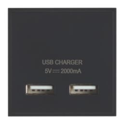 Contactum Media Modular 2.1A 10.5W 2-Outlet Type A USB Socket Black