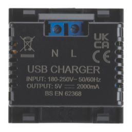 Contactum Media Modular 2.1A 10.5W 2-Outlet Type A USB Socket Black