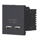 Contactum Media Modular 2.1A 10.5W 2-Outlet Type A USB Socket Black