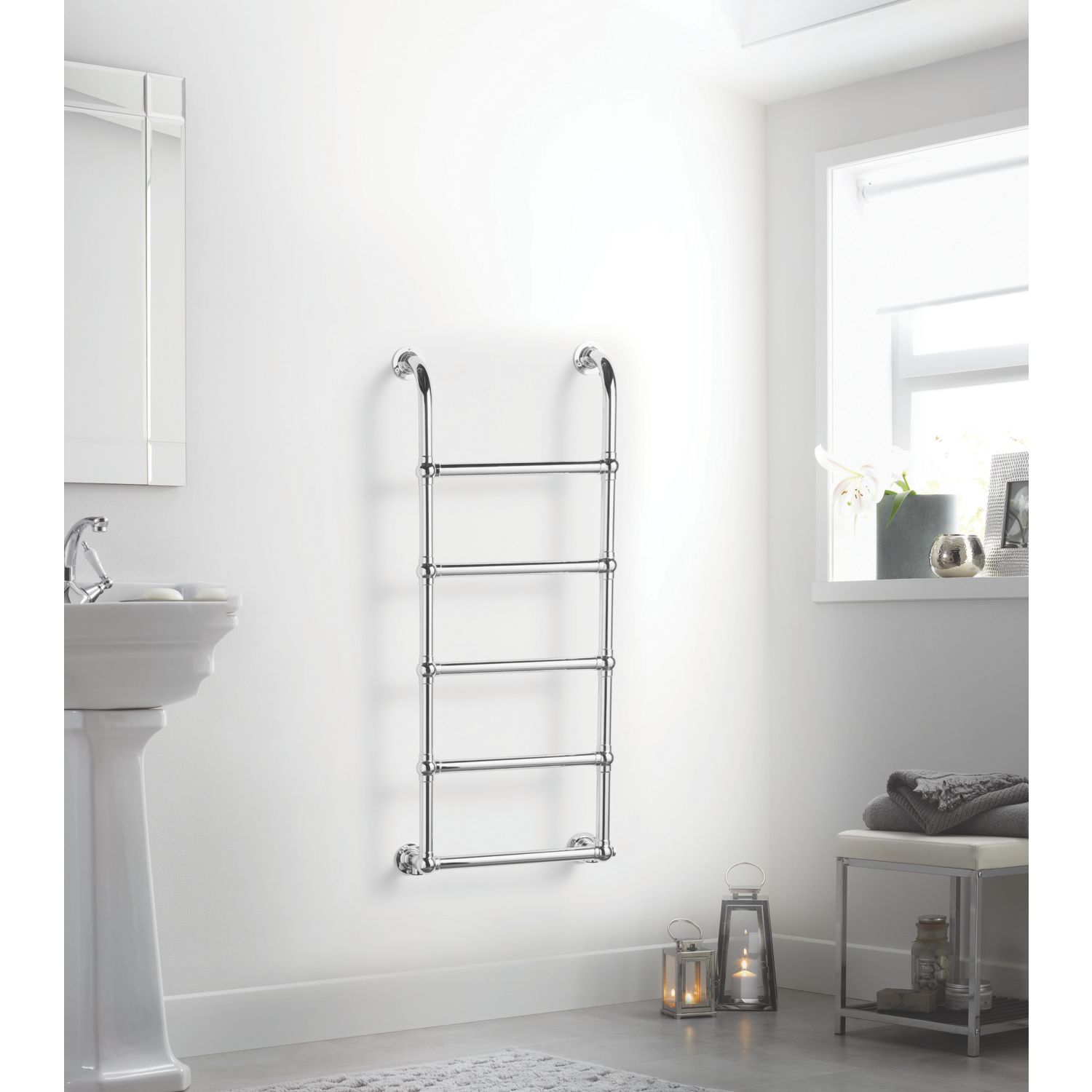 Towelrads 1200mm x 500mm 757BTU Chrome Flat Designer Towel Radiator (435RY)