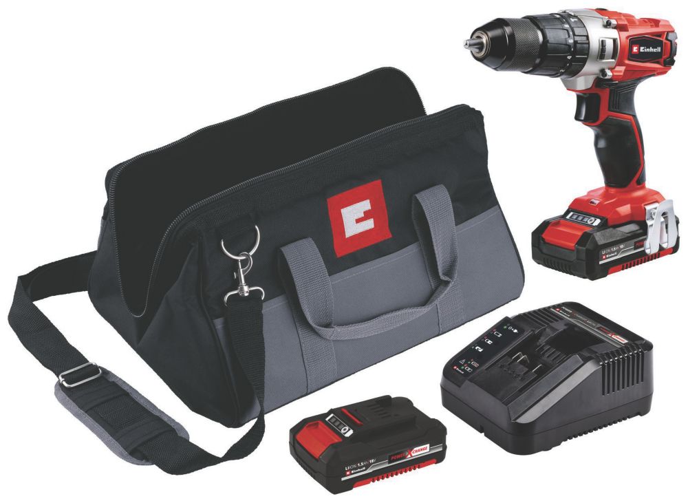 Einhell TE-CD Power X-Change 18-Volt Cordless 1250-RPM MAX 2-Speed  20+1-Torque Setting Workshop Drill/Driver Kit, w/Tool Bag, LED Lamp, Drill  Bits