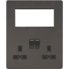 Knightsbridge  13A 2-Gang DP Combination Plate Smoked Bronze with Black Inserts