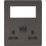 Knightsbridge  13A 2-Gang DP Combination Plate Smoked Bronze with Black Inserts