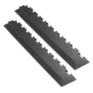 Garage Floor Tile Company Recycled X-Joint 7mm Interlocking Corner Ramps Black 587mm x 90mm 2 Pack