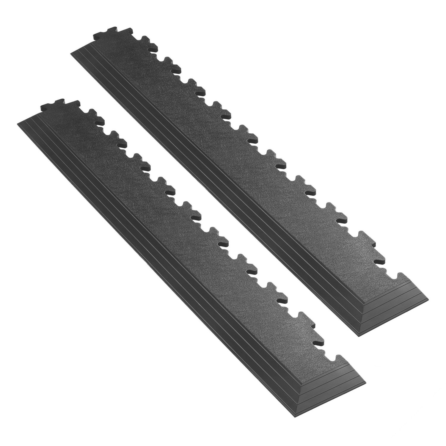 Garage Floor Tile Company Recycled X-Joint 7mm Interlocking Corner Ramps Black 587mm x 90mm 2 Pack (435YU)