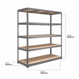 RB Boss  5-Tier Metal Garage Shelving Unit 1600mm x 600mm x 1800mm