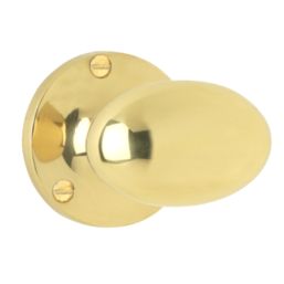 Pair of Solid Brass Oval Mortice Artisan Brass Door Knob 65mm With Screws  Pack of 2 