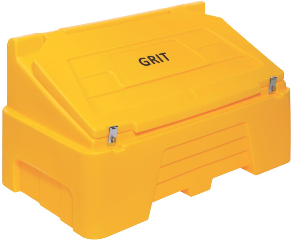 Essentials Lockable Grit / Salt Bin Yellow 400Ltr Screwfix