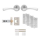 Smith & Locke Helvellyn Door Handle, Latch & Hinge Set Polished Chrome 6 Pcs