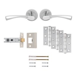 Smith & Locke Helvellyn Door Handle, Latch & Hinge Set Polished Chrome 6 Pcs