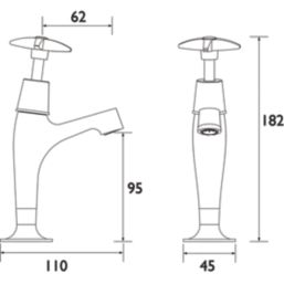 Bristan Value High Neck Pillar Cross Head Kitchen Taps Chrome-Plated 1 Pair