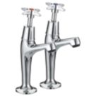 Bristan Value High Neck Pillar Cross Head Kitchen Taps Chrome-Plated 1 Pair