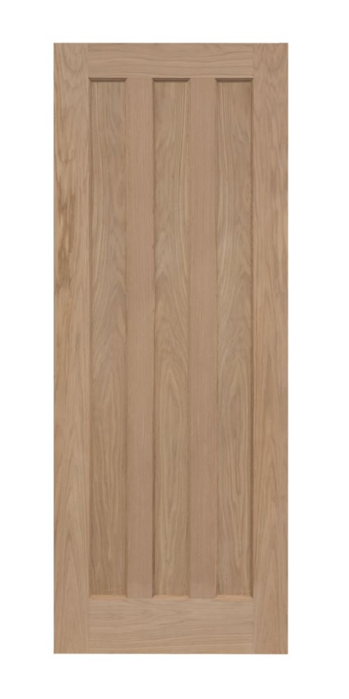Puerta De Roble Preacabada De 4 Paneles Con Cristal – 1981 X 838 X 35 Mm – Núcleo Sólido, Laca Marrón