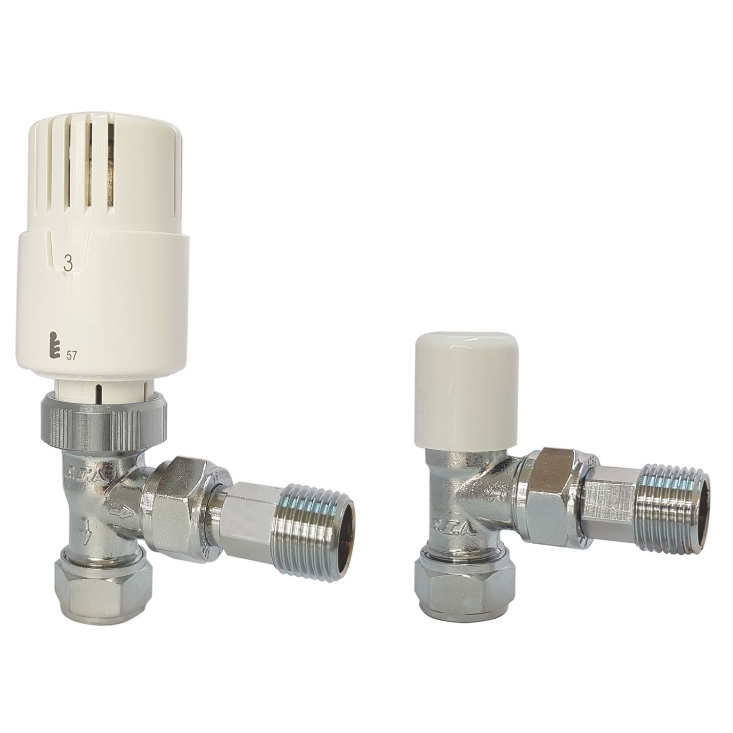 Kudox 15mm x 1/2" Brass Angled Thermostatic Radiator (436GR)