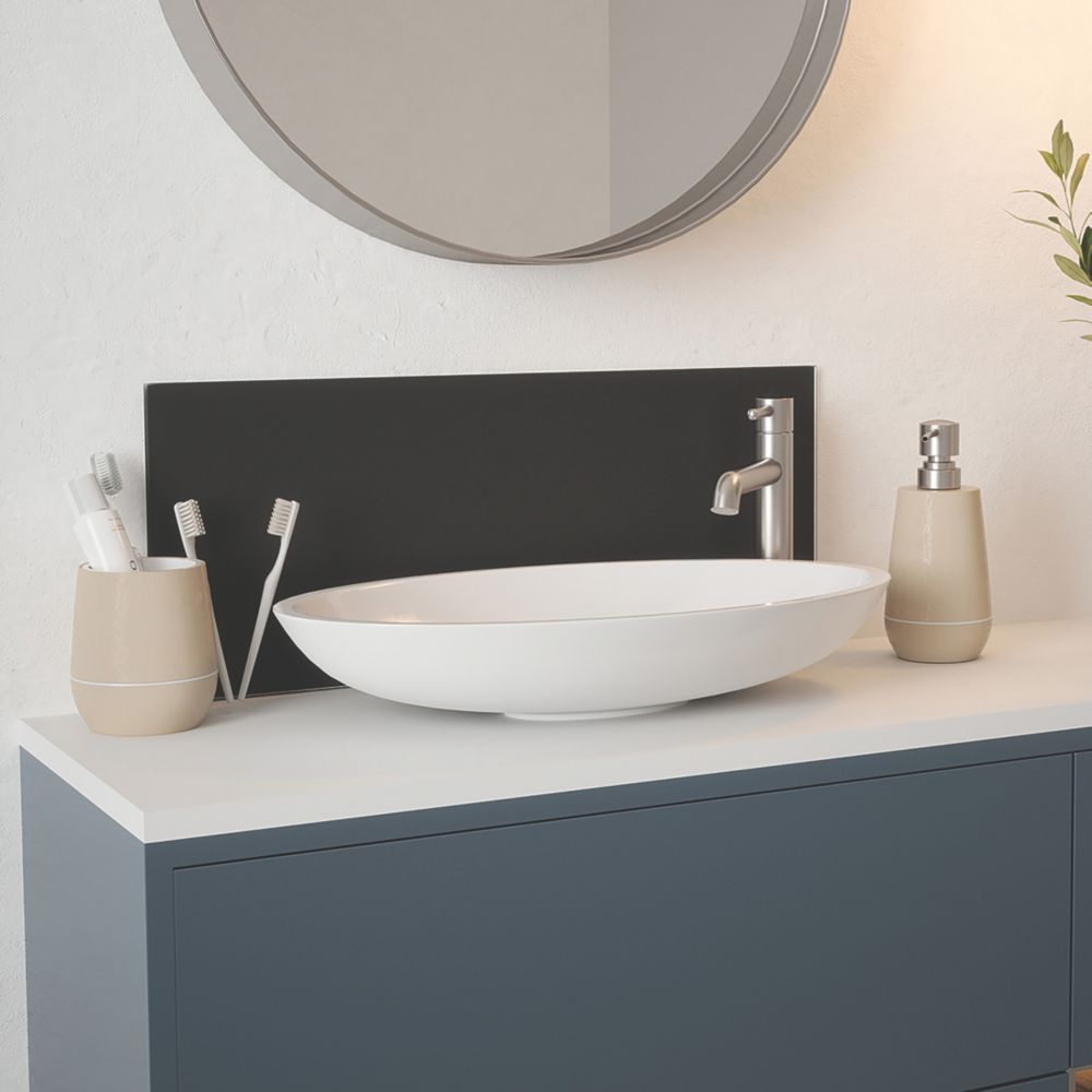 Splashback Self-Adhesive Bathroom Splashback Matt Black 250mm x 600mm x ...