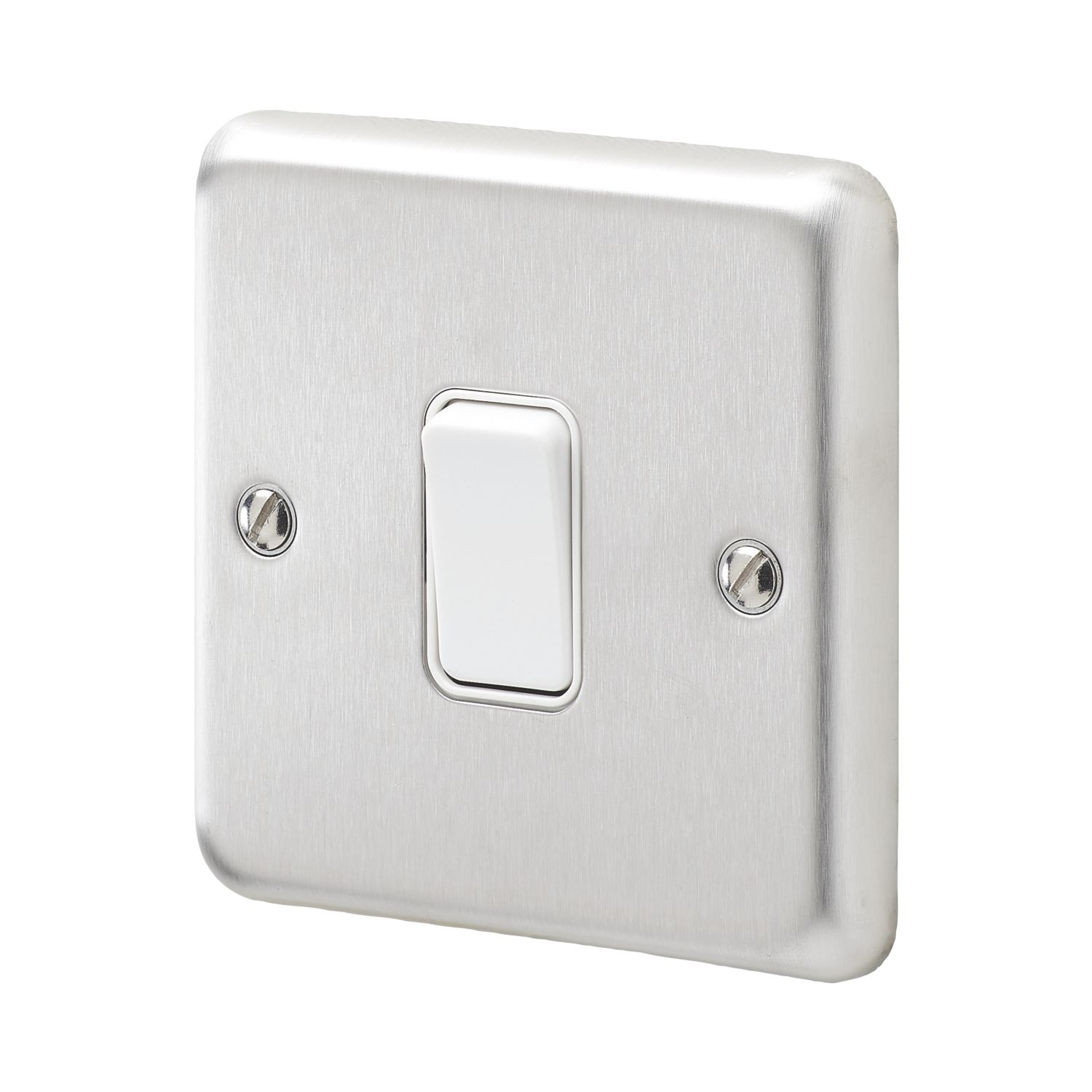 MK Contoura 10A 1-Gang 2-Way Switch Brushed Stainless Steel with White Inserts (436RG)