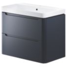 Wall-Hung Vanity Unit & Basin Matt Indigo 805mm x 460mm x 662mm