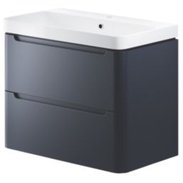 Wall-Hung Vanity Unit & Basin Matt Indigo 805mm x 460mm x 662mm
