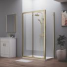 ETAL  Framed Rectangular Sliding Door Shower Enclosure & Tray  Brushed Brass 1190mm x 790mm x 1940mm