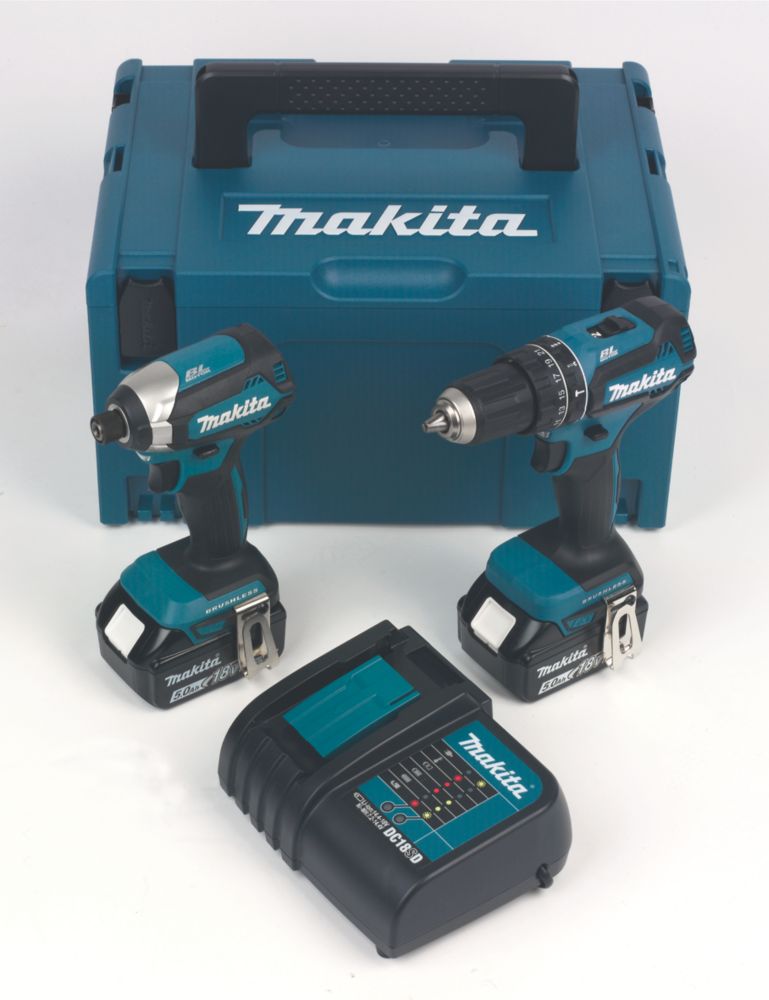 Makita DLX2283STJ 18V 2 x 5.0Ah Li-Ion LXT Brushless Cordless Twin Kit