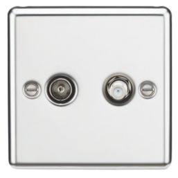 Knightsbridge CL014PC 2-Gang Isolated Coaxial TV & F-Type Satellite Socket Polished Chrome