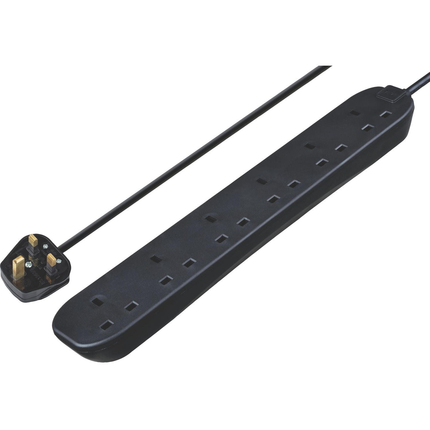 Masterplug 13A 6-Gang Unswitched Extension Lead Black 2m (436XF)