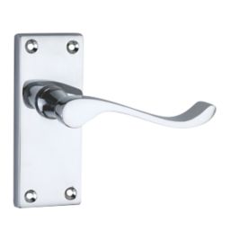 Smith & Locke  Fire Rated Latch Door Handles Pair Polished Chrome