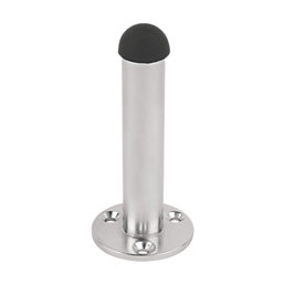 Cylinder Projection Door Stops 37 x 86mm Satin Chrome 2 Pack