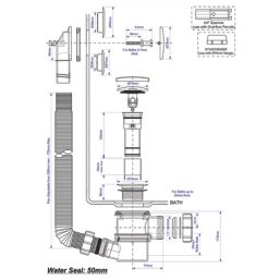 McAlpine Adjustable Bath Trap With Matt Black Click‑Clack Waste/Plug