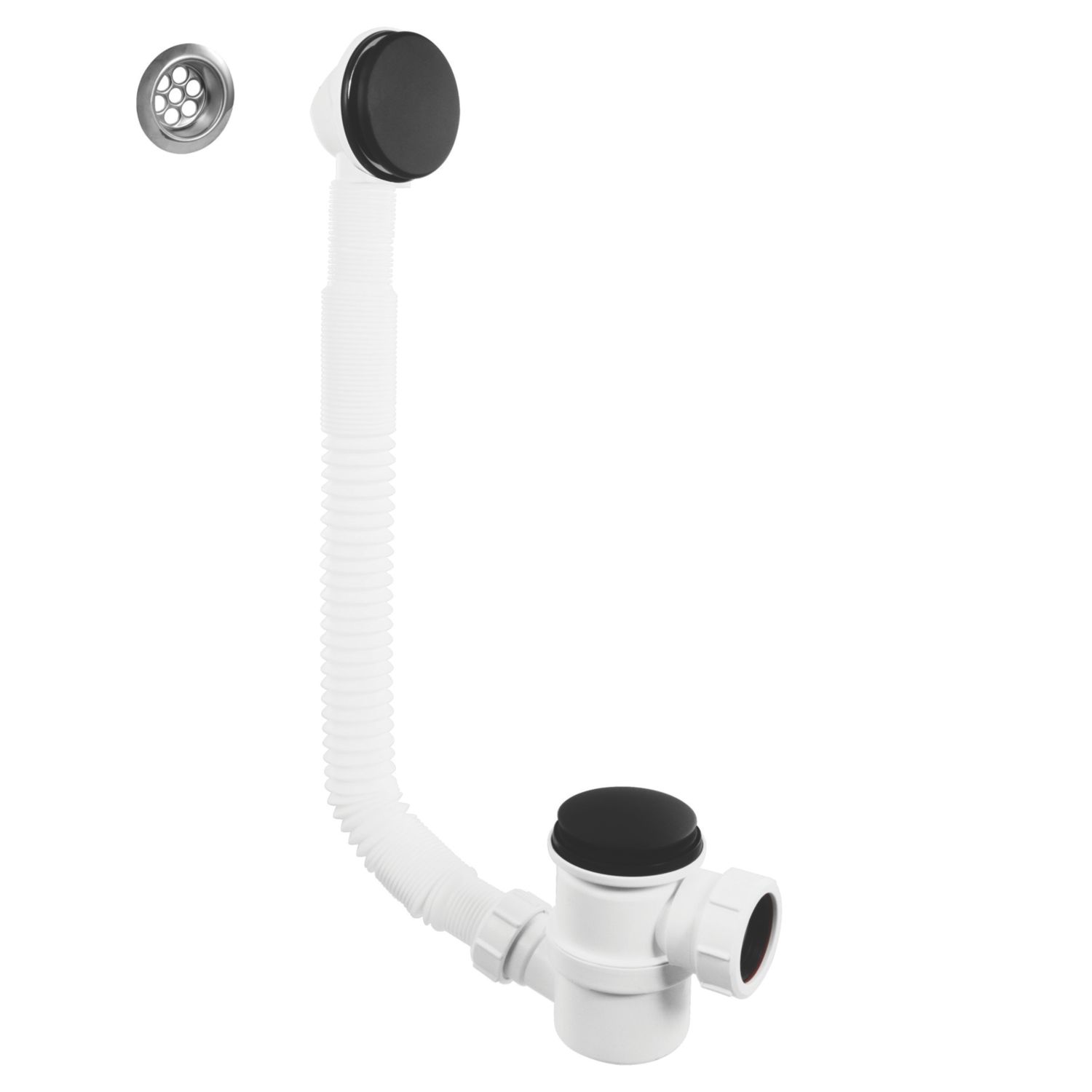 McAlpine Adjustable Bath Trap With Matt Black Pop Up Waste/Plug (437CL)